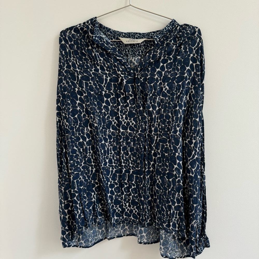 Navy and White Women's Top